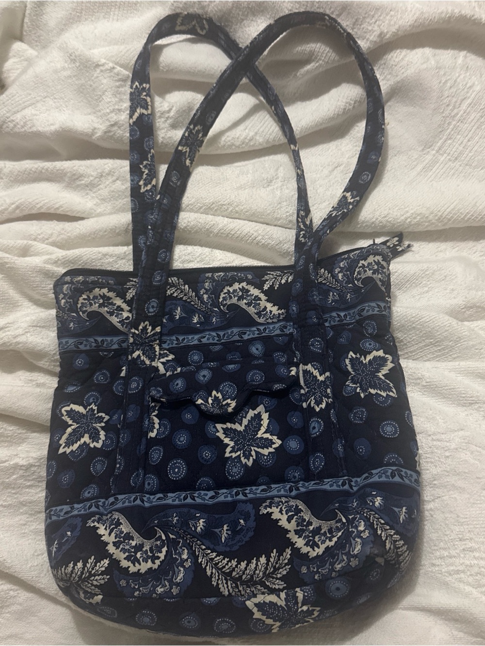 Vintage Vera Bradley Navy and White Quilted Floral Tote